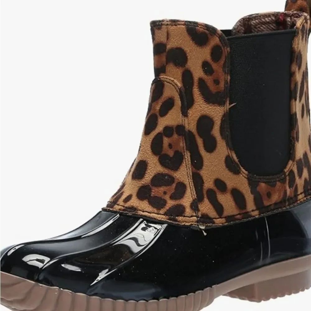BRAND NEW YOKI WOMENS DUCK RAIN LEOPARD PRINTANKLE RAIN BOOTS